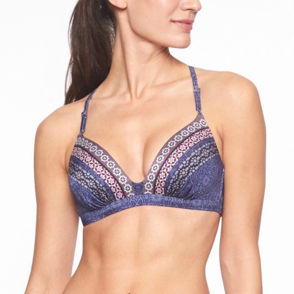 Athleta Aqualuxe Boho Print Blue Bikini Small